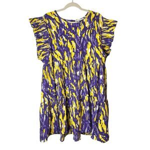 Michelle McDowell Tigers Tailgate Gameday Printed Mini Dress Ruffle NWOT XL